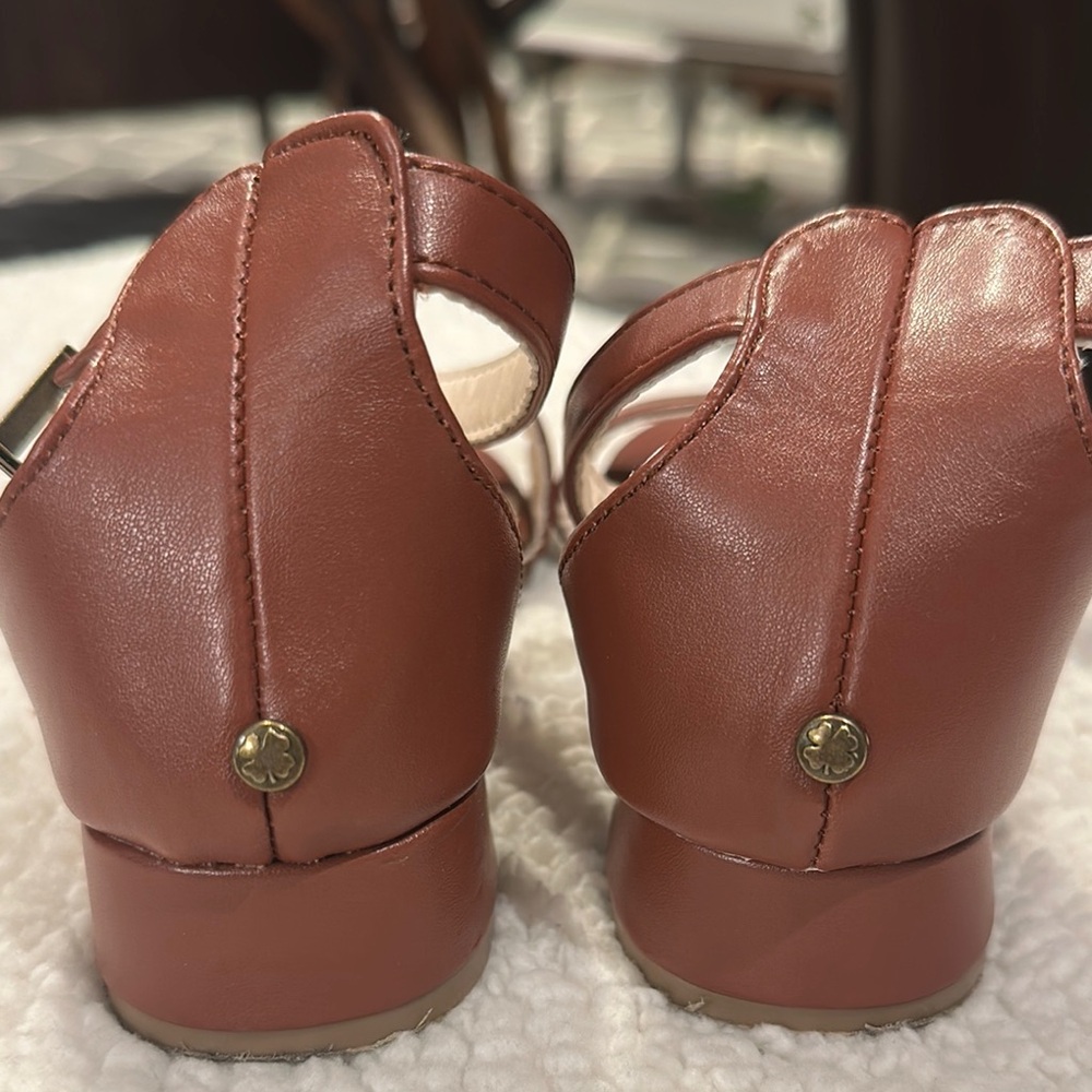 Lucky Brand Brown Leather Sandals with Ankle Strap - Picture 5 of 10